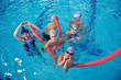 happy children group  at swimming pool
