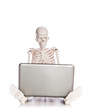 Skeleton working on laptop