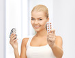 young woman with pills