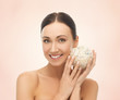 Photo: woman with salt ball for bathing woman with salt ball for bathing
