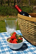 Picnic with Strawberries and Wine