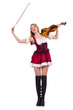 Girl playing violin on white
