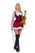 Girl playing violin on white