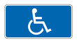 Blue rectangle handicapped sign with wheelchair, vector