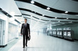 business man walking in subway