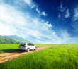 Photo: ground road and blurred car ground road and blurred car