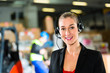 Foto: dispatcher using headset at warehouse of forwarding dispatcher using headset at warehouse of forwarding