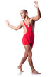 Young wrestler isolated on the white