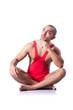 Young wrestler isolated on the white