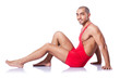 Young wrestler isolated on the white