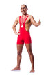 Young wrestler isolated on the white