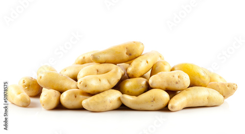 Photo: Fresh potatoes on a white background. Fresh potatoes on a white background.