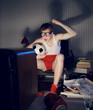 Soccer Fan Watching Television