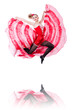 Girl in red dress dancing dance