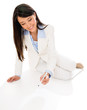 Business woman writing on the floor