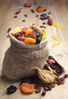 Dried fruits in a sack