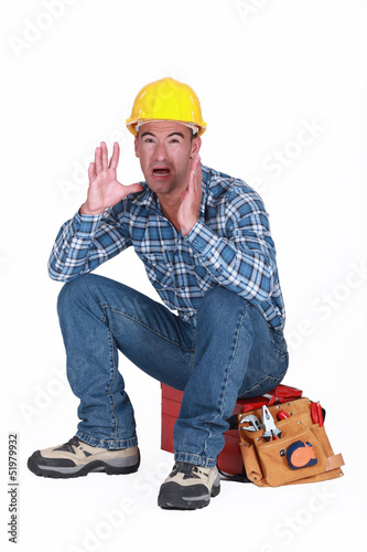 Photo: Builder panicking Builder panicking