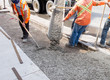Photo: Roadworks - pouring cement Roadworks - pouring cement