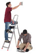 Photo: tiler and apprentice working together tiler and apprentice working together