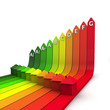 classi energetiche su strisce con case vista angolata