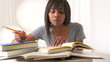 Black woman college student studying for finals