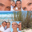 Collage of a couple at the beach