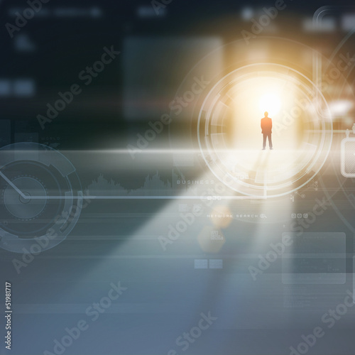 Photo: Businessman silhouette in media picture Businessman silhouette in media picture
