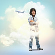 Photo: Little boy in pilot's hat Little boy in pilot's hat