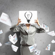 Business woman with board