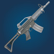 rifle on blue background