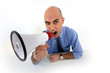 Man yelling into a megaphone