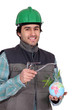 Photo: A plumber promoting ecology. A plumber promoting ecology.
