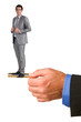 Businessman standing on someone else's credit card