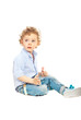 Blond boy looking away