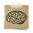 Photo: drawing brain note taped recycle paper on white background drawing brain note taped recycle paper on white background