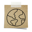 Photo: drawing global note taped recycle paper on white background drawing global note taped recycle paper on white background