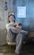 happy man with remote control