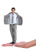Businessman with an open jacket on a woman's hand
