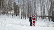 Christmas, Men in cap Santa Claus looking for a way home