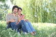 Couple sat in park