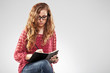 Female student writing on notebook