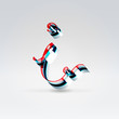 Fantasy plastic 3d glowing ribbon typeface
