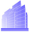 blue urban background - isolated city skyscraper