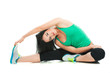 Photo: Beautiful sporty woman doing exercise on the floor Beautiful sporty woman doing exercise on the floor