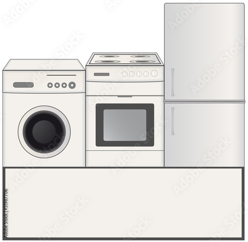 Vector: background with gas stove, washing machine and refrigerator background with gas stove, washing machine and refrigerator