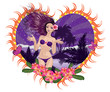 Island girl in violet bikini