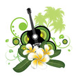 Plumeria flowers and guitar
