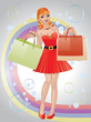 Shopping girl with red hair