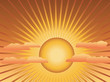 Vector: Sun with rays and clouds Sun with rays and clouds