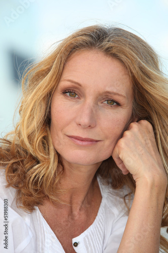 Photo: Portrait of a middle-aged blonde woman Portrait of a middle-aged blonde woman